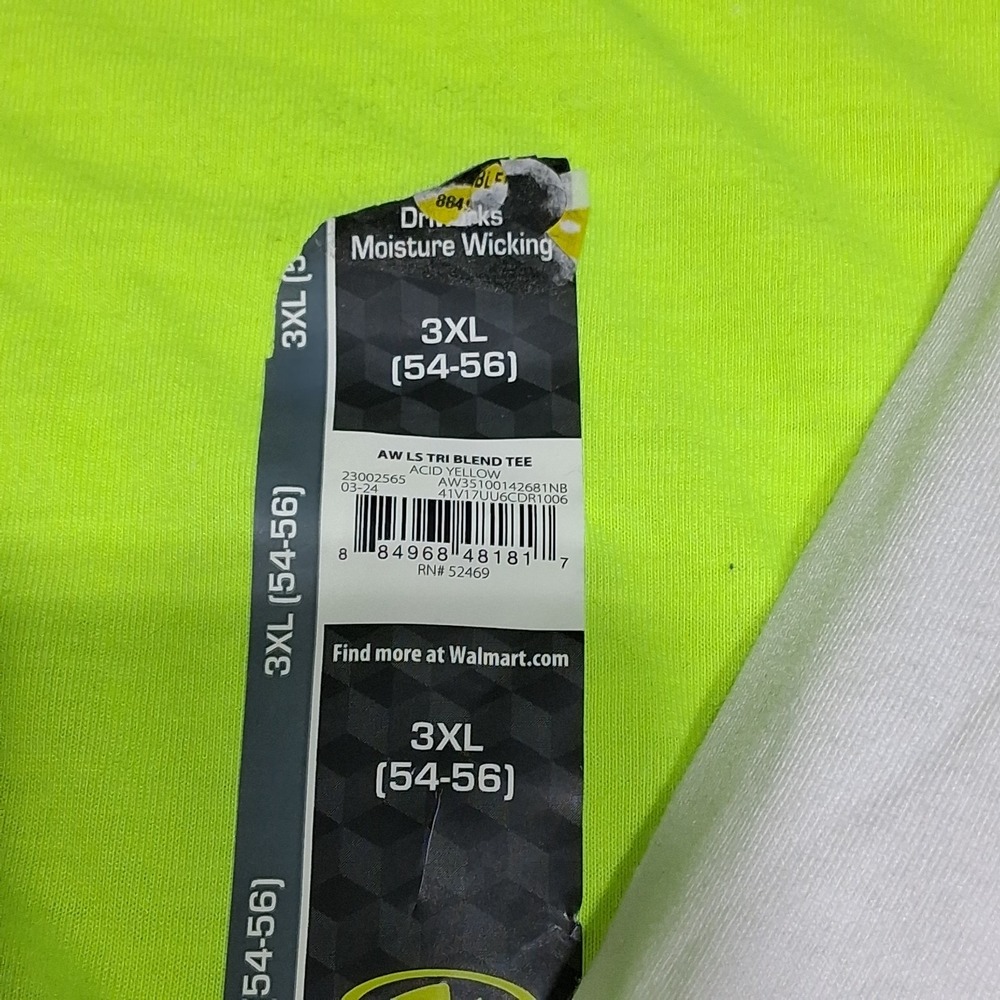Athletic Works Neon Yellow/White Long Sleeve Moisture Wicking DriWorks Size‎ 3XL - Picture 6 of 14